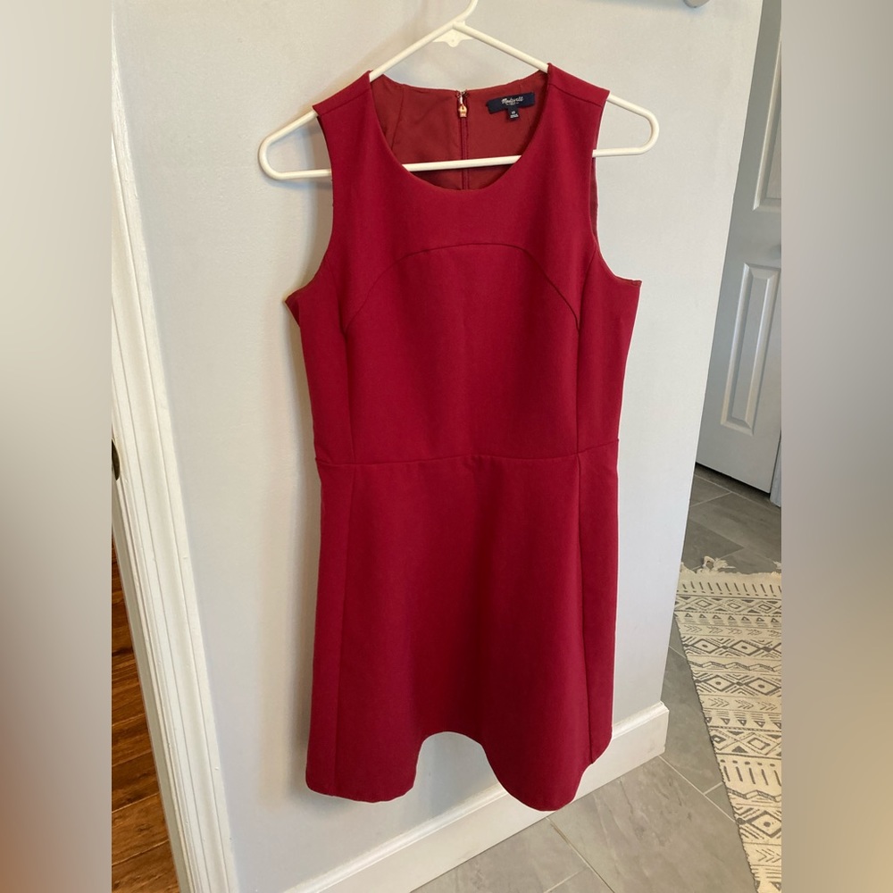 Madewell Adore Fit and Flare Ponte Knit Dress In Wine Red Size 10